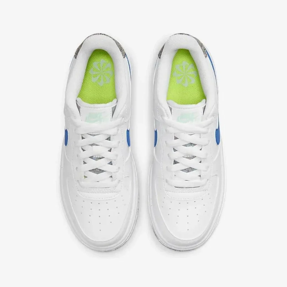 Nike Kids White Sneakers with Blue Swoosh